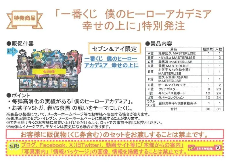 coming soon: 80 tickets My Hero Academia - Banpresto Ichiban Kuji full set - Shiawase no ue ni