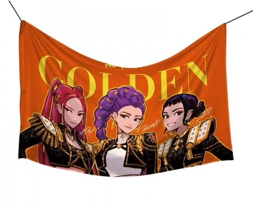 KPOP DEMON HUNTERS - THE HUNTR/X FLAG - GOLDEN ( 100CM X 60CM)