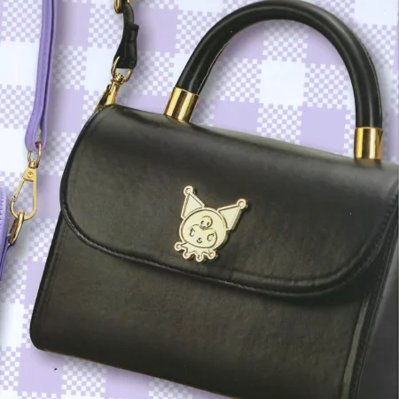 Kuromi Long Strap Shoulder Plate Bag with Handle - Black